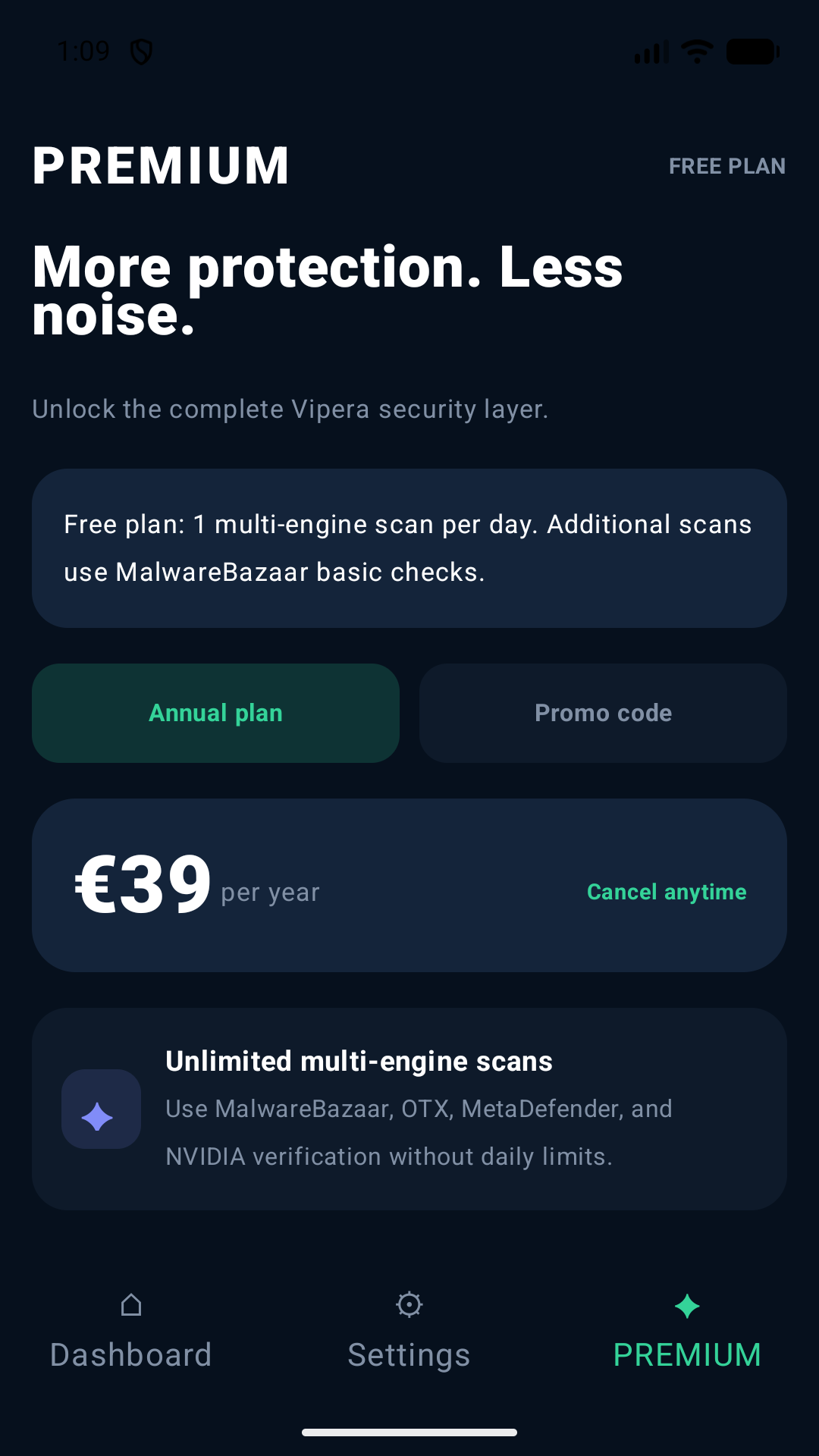 Vipera Premium screen